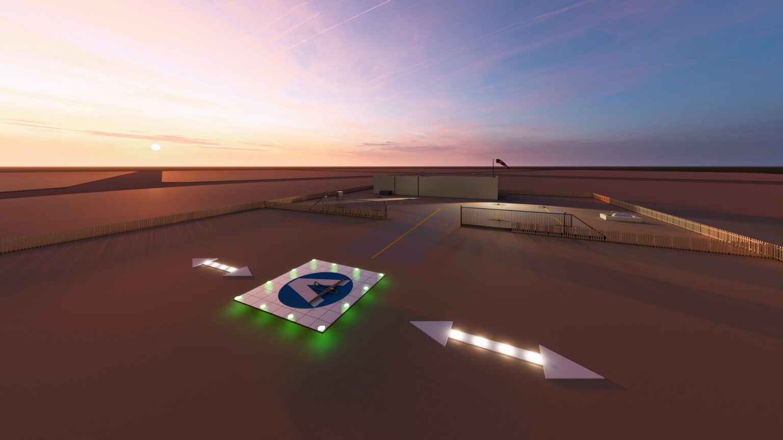 Vertipuerto de Llíria, proyecto de Urjato al atardecer
